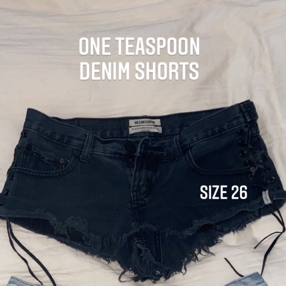 One Teaspoon Black Denim Shorts